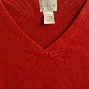 Chico's Red V-Neck Top